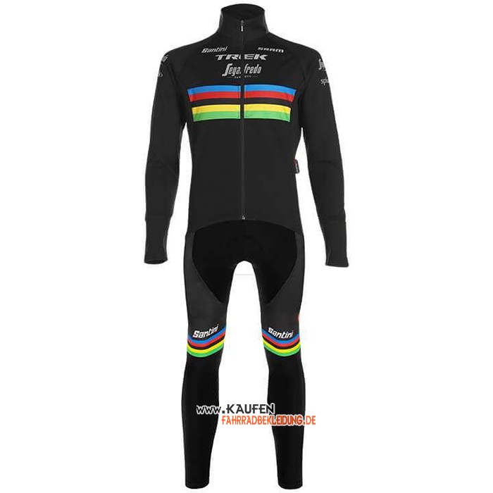 UCI Weltmeister Trek Segafredo Langarmtrikot 2020 und Lange Tragerhose Shwarz